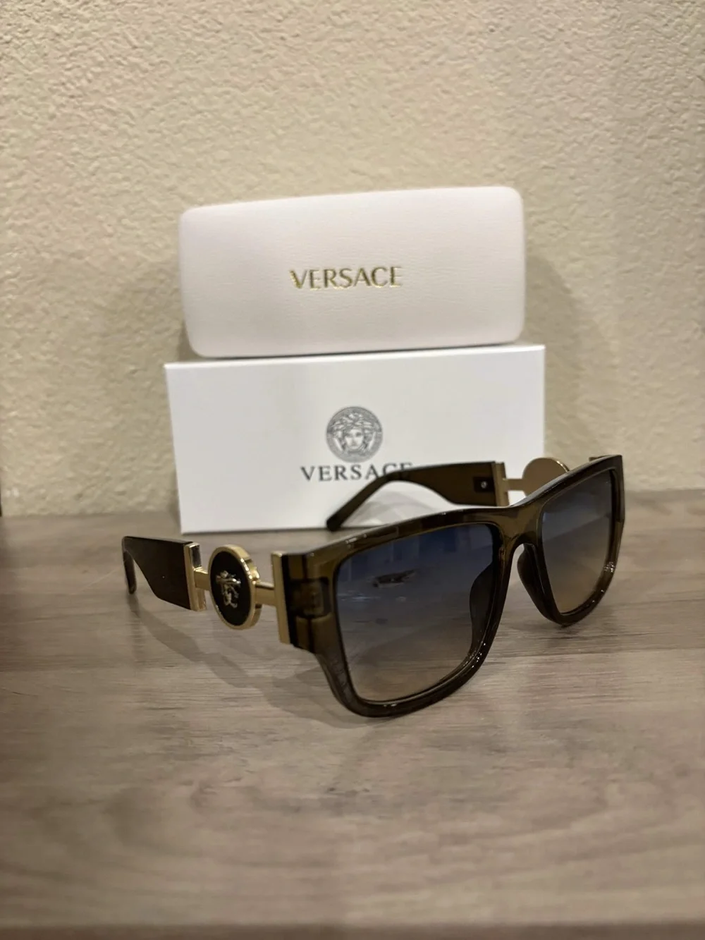 Versace Brown and Gold Medallion Men’s Sunglasses